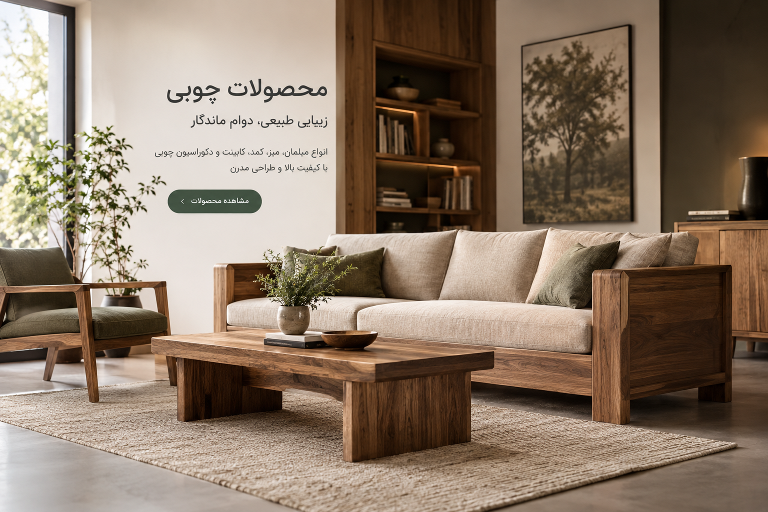 مبلمان و محصولات چوبی برای خانه‌ای گرم و دلنشین